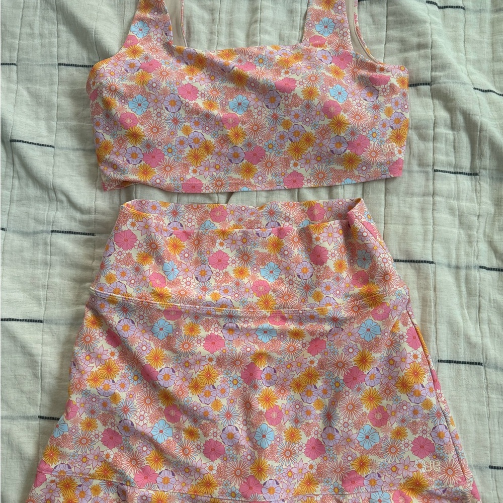 Floral Crop Top and Skirt Set
